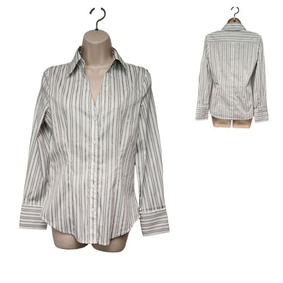 Express Design Long Sleeve Striped Black/White Shirt Size Small - Picture 1 of 7